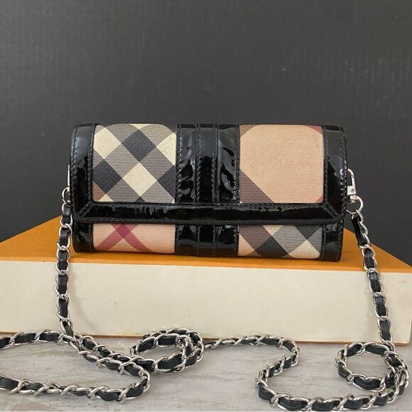 BURBERRY Nova Check Pvc/Patent Leather Wallet to Crossbody Bag 💼 - Picture 4 of 17